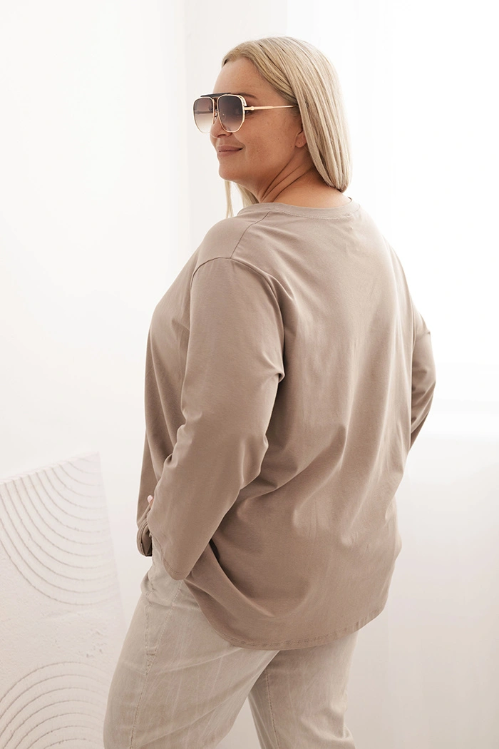 Kesi Włoski Dámska blúzka Plus Size z bavlnou s vreckom a zrolovaným rukávom kiwi