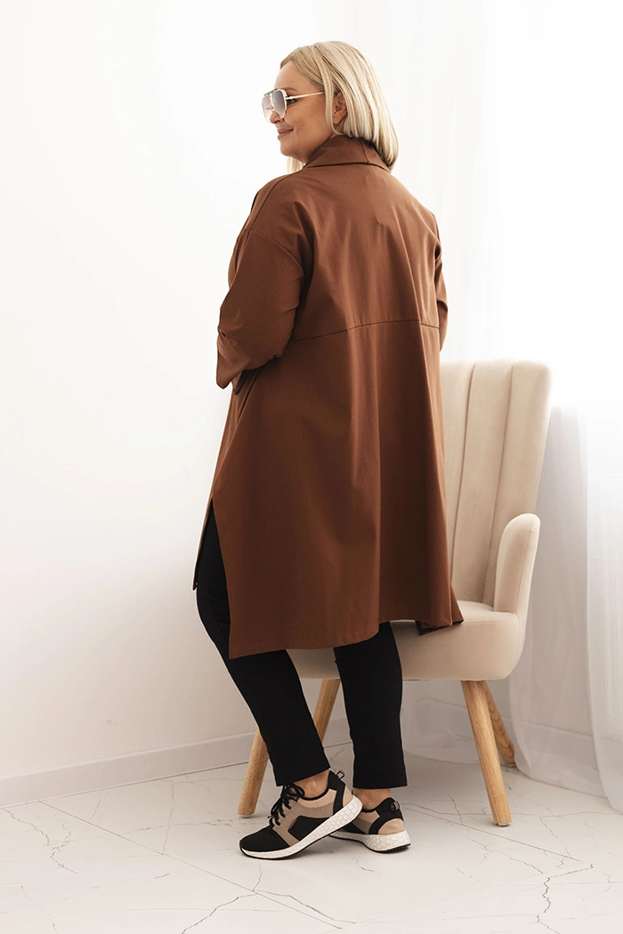 Kesi Włoski Plus Size women's cardigan Punto made of cotton buttoned chocolate