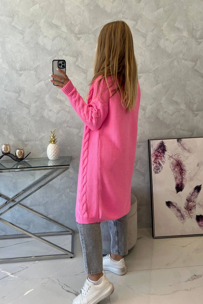 Cardigan sweater braid light pink