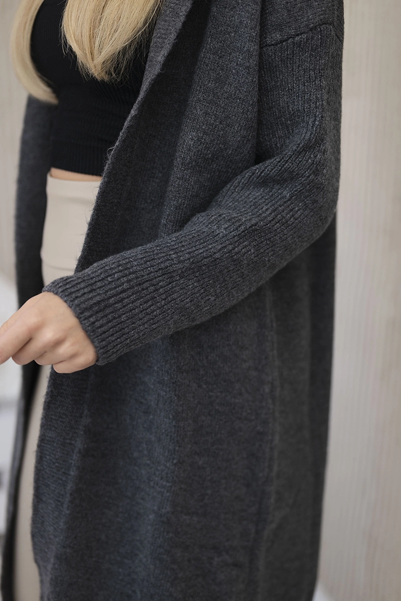 Cardigan sweater with a hood made of graphite
