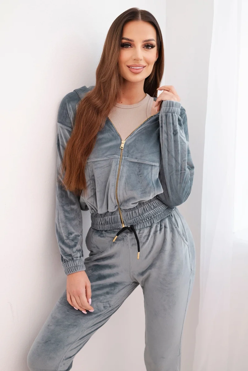 Kesi Women's cotton 3-piece set with a sweatshirt, top, and sweatpants neon pink