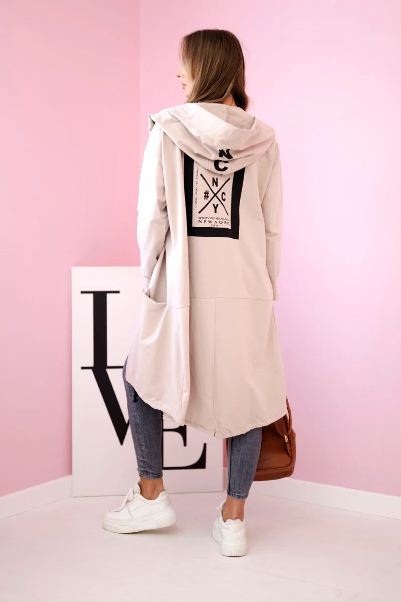 Oversize beige cape with hood