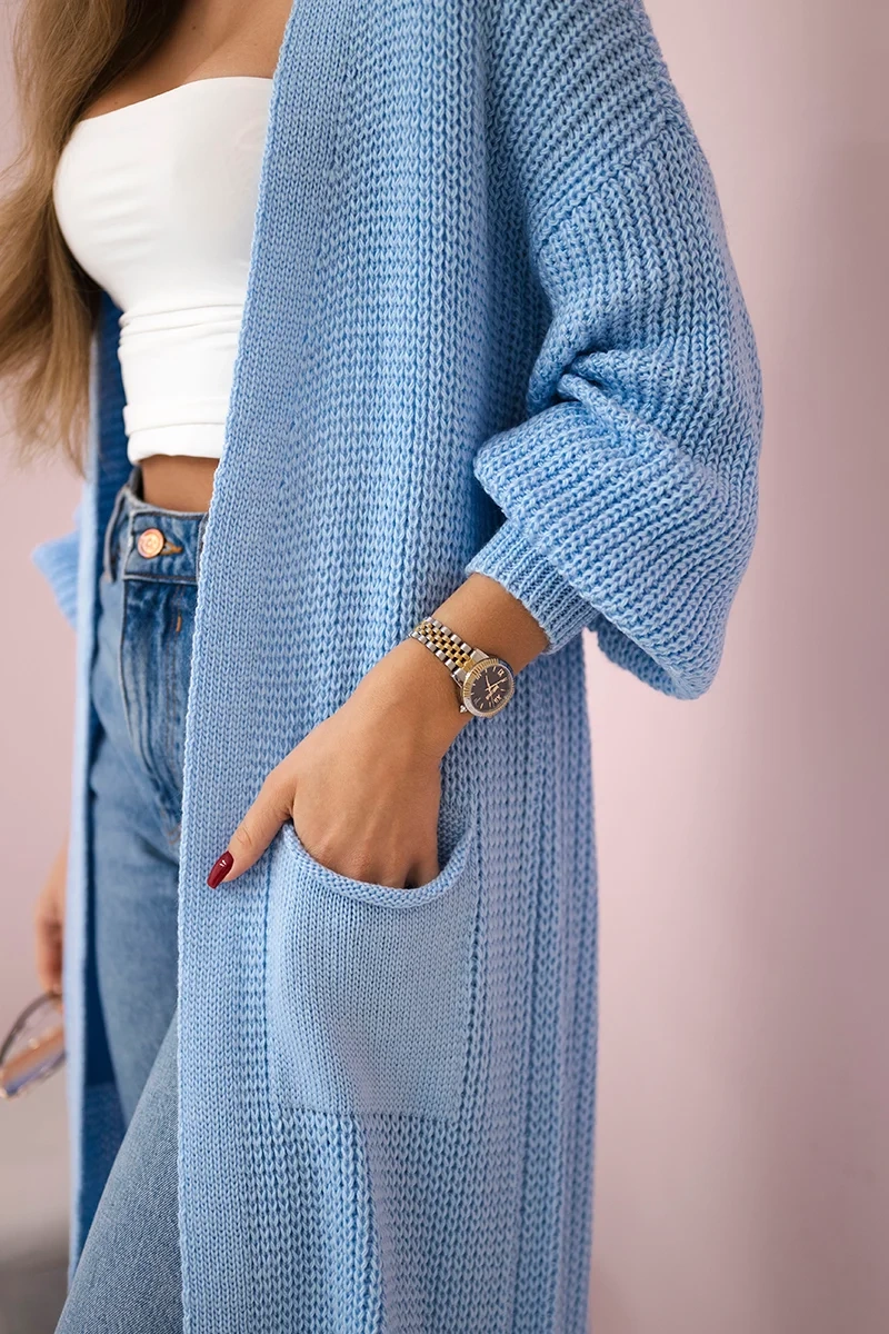 Kesi Włoski Sweater long cardigan blue