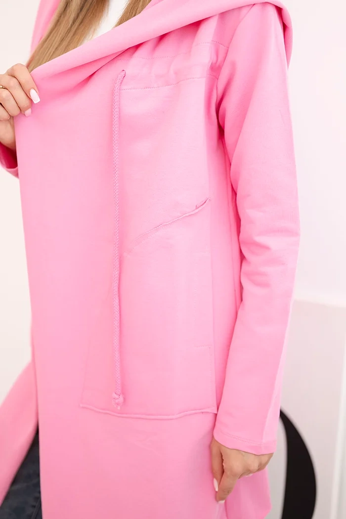 Cape with loose hood in pink color