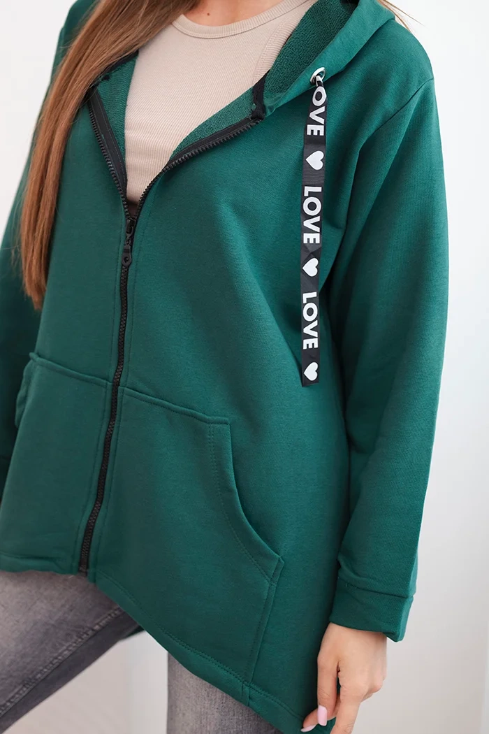 Kesi Sweatshirt with longer back and hood green