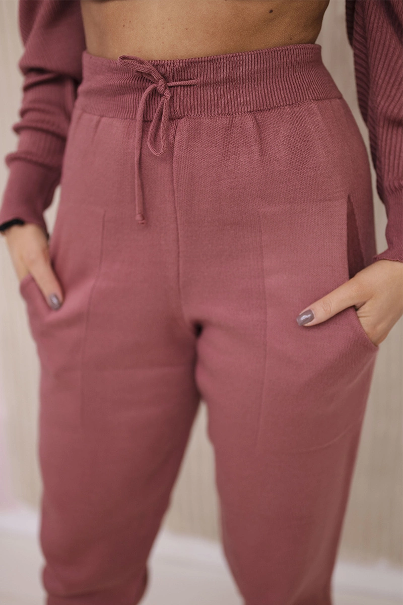 Sweater set two-piece dark pink