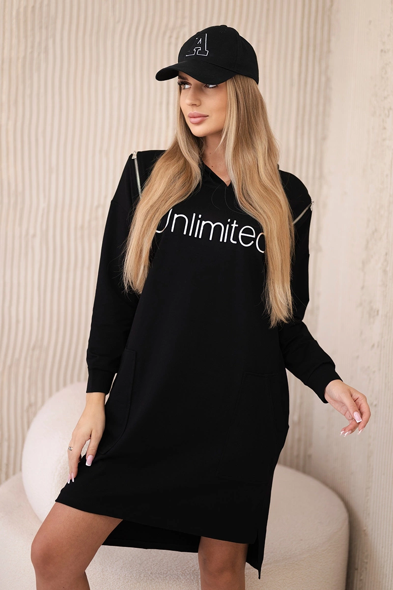 Dress with unlimited black inscription