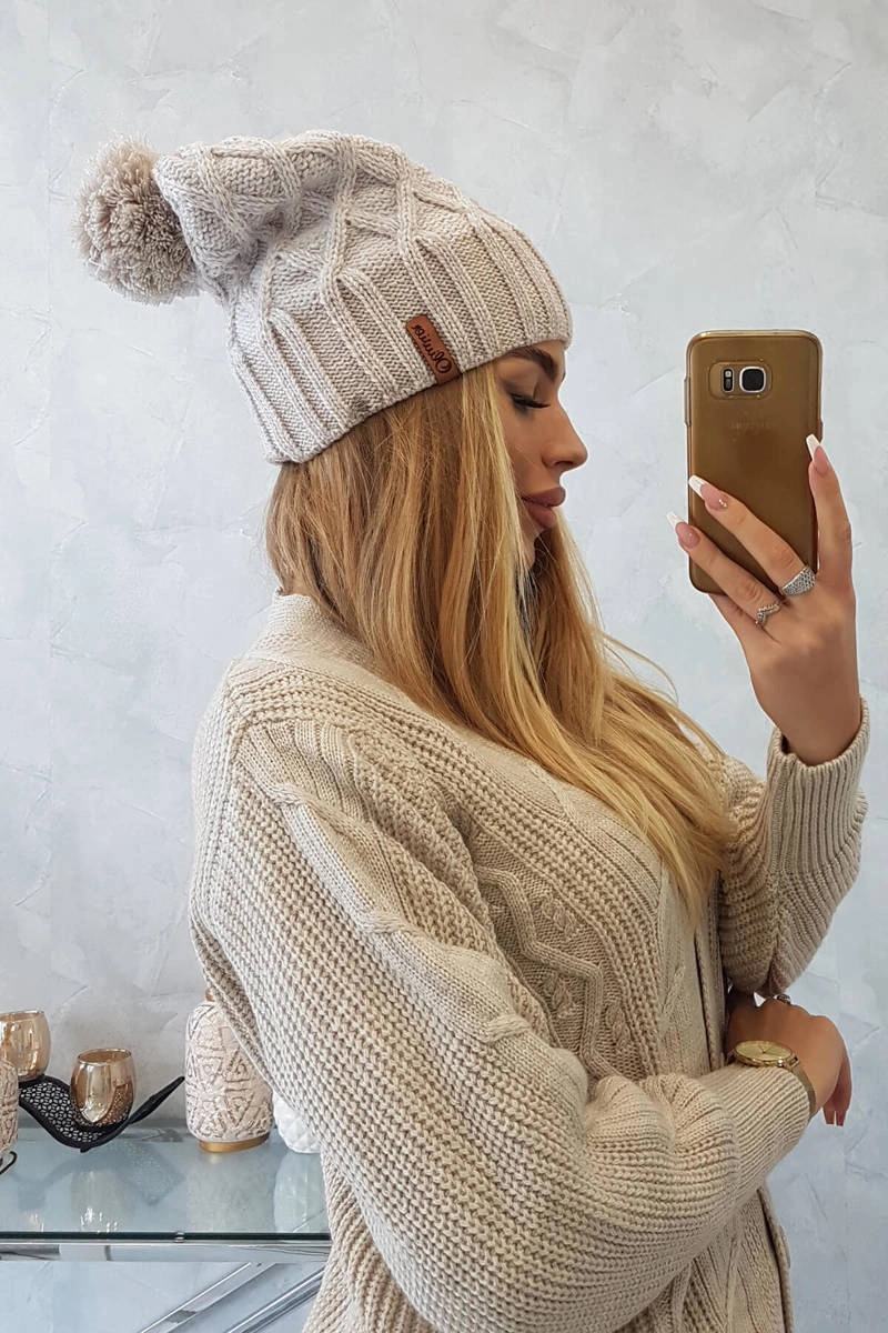 Kesi Milano fleecová čepice K203 ecru melange+light beige