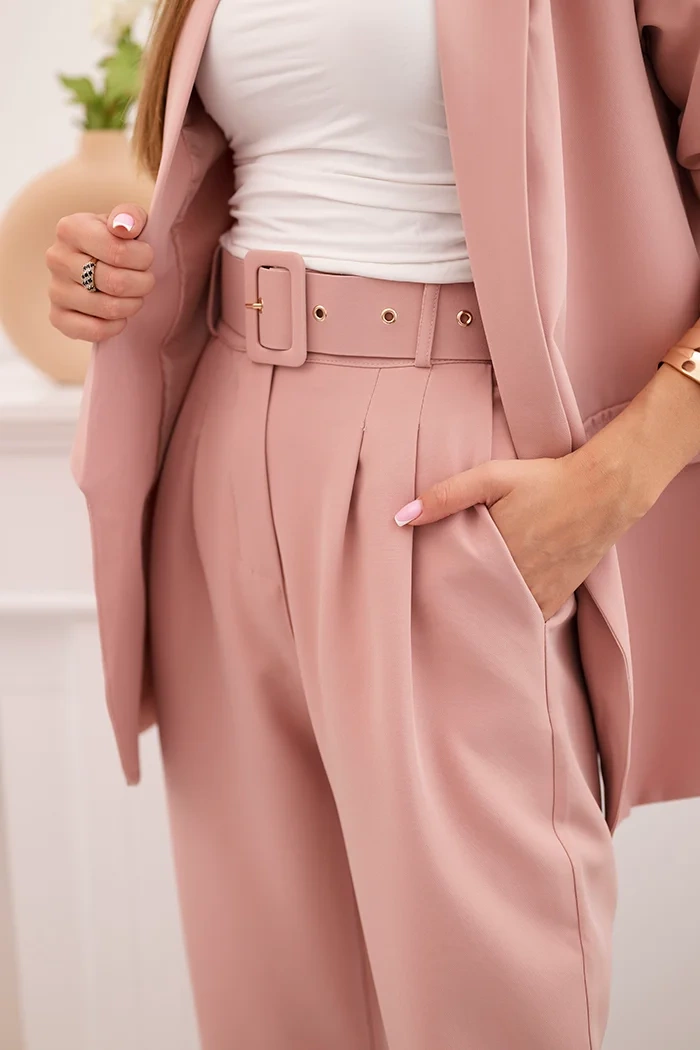 Kesi Włoski Elegant set of jackets and trousers powder pink