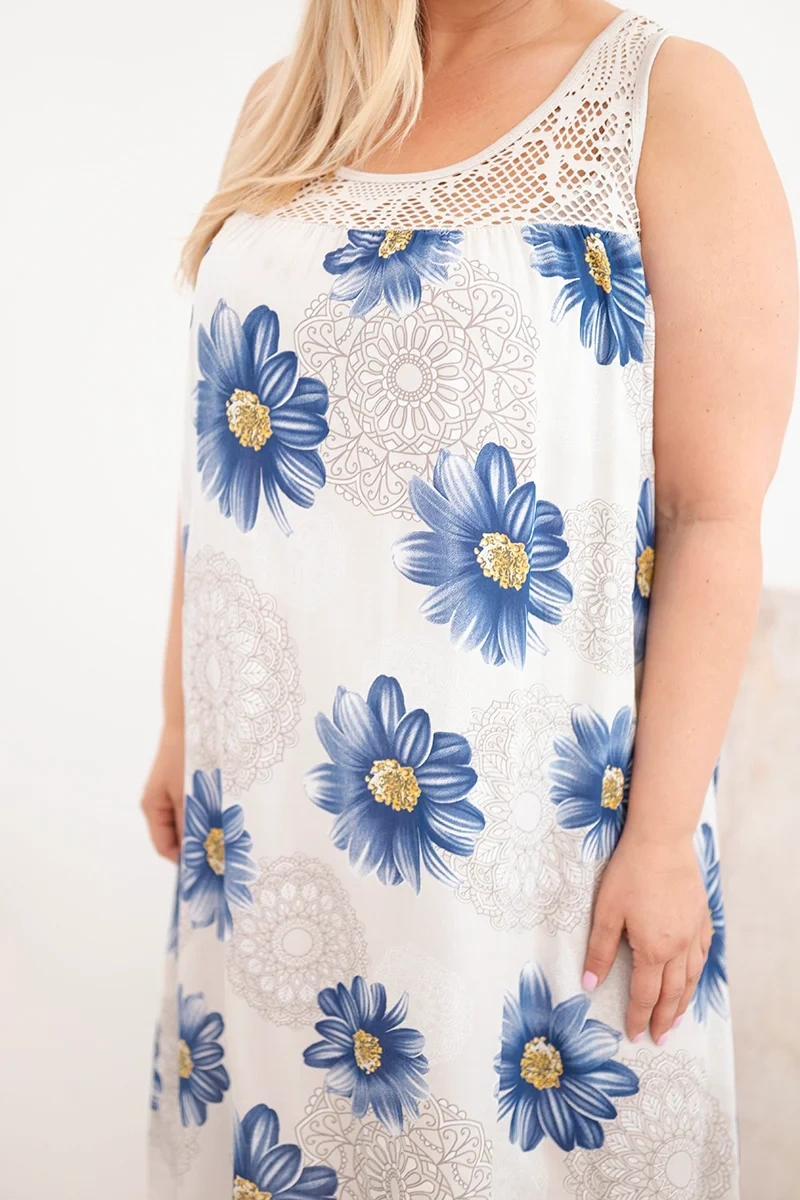 Kesi dámske floral plus size šaty s čipkovým výstrihom