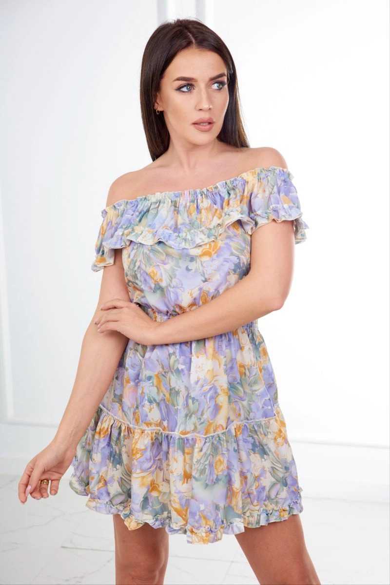 Green floral dress above the shoulder