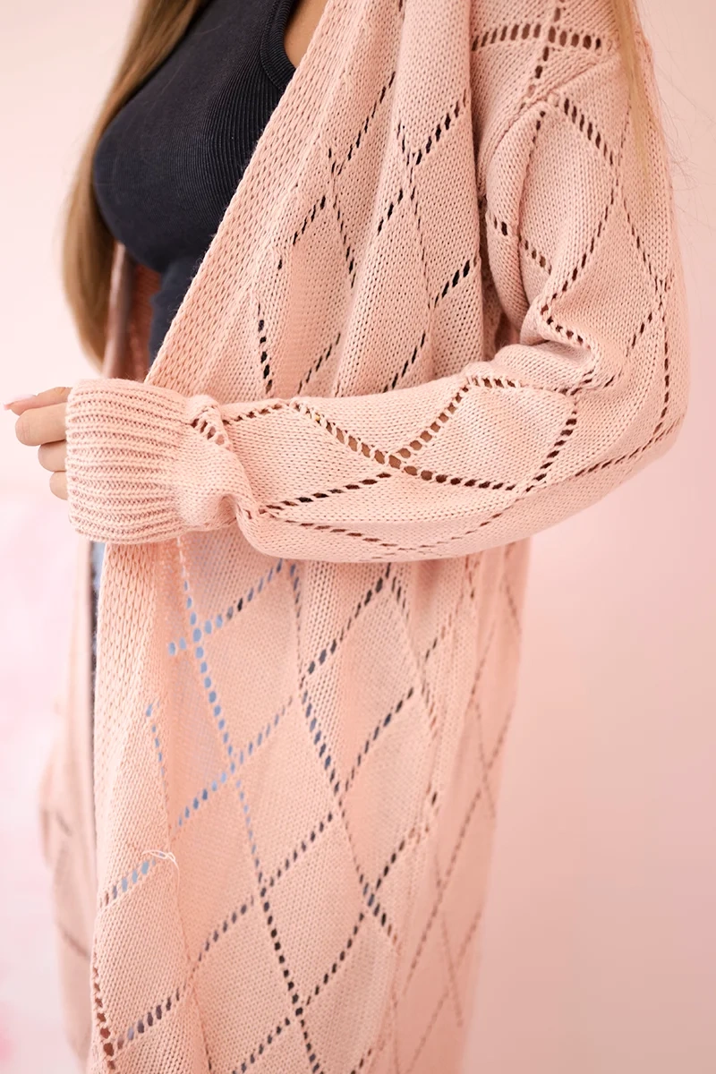 Sweater with geometric pattern powder pink