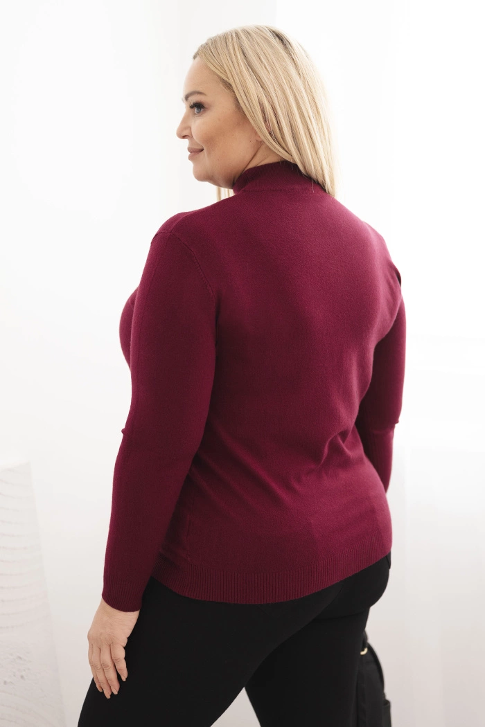 Kesi Włoski Plus Size women's sweater made of viscose with a turtleneck burgundy