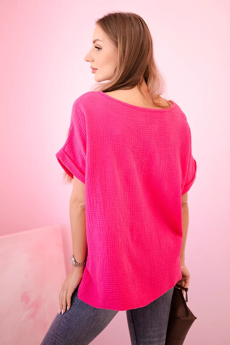 Kesi Włoski Muslin blouse with a necklace fuchsia