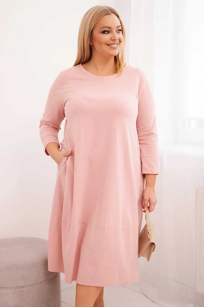 Plus size šaty s kapsami, růžové