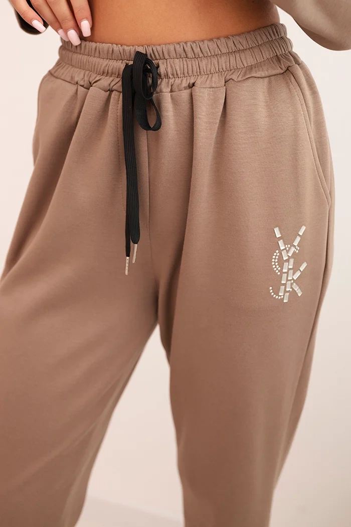 Kesi Włoski Women&#039;s set with viscose, decorated and elastic pants fango