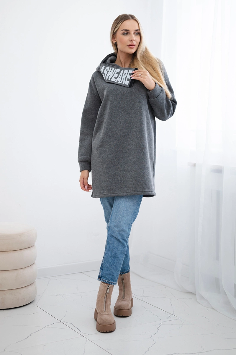 Padded sweatshirt with a graphite hood