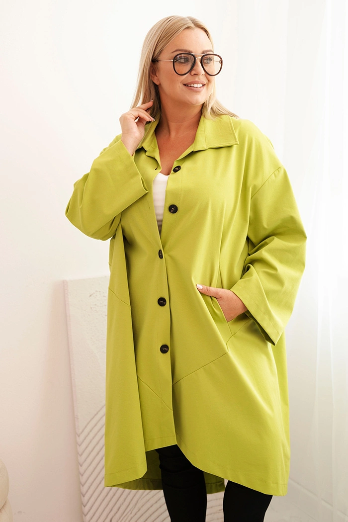 Kesi Włoski Plus Size women&#039;s Punto cardigan with cotton and buttons pistachio
