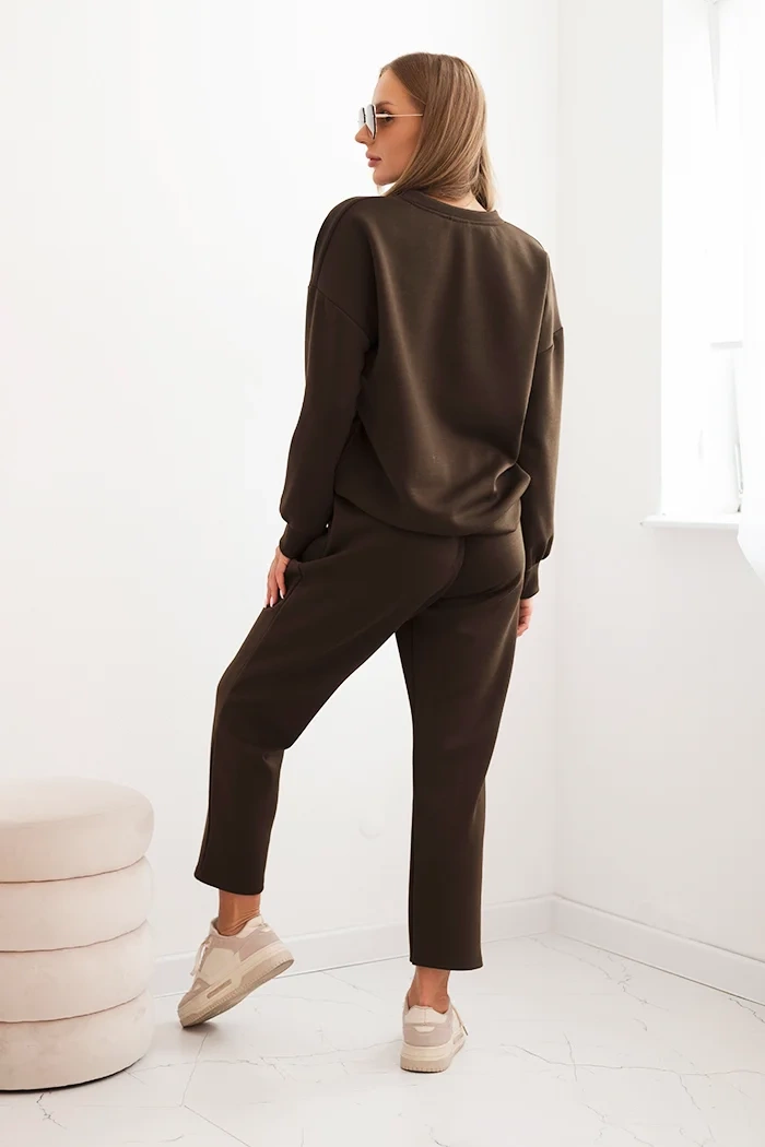 Kesi Włoski Women&#039;s set made of viscose with a decorative pattern and pants brown