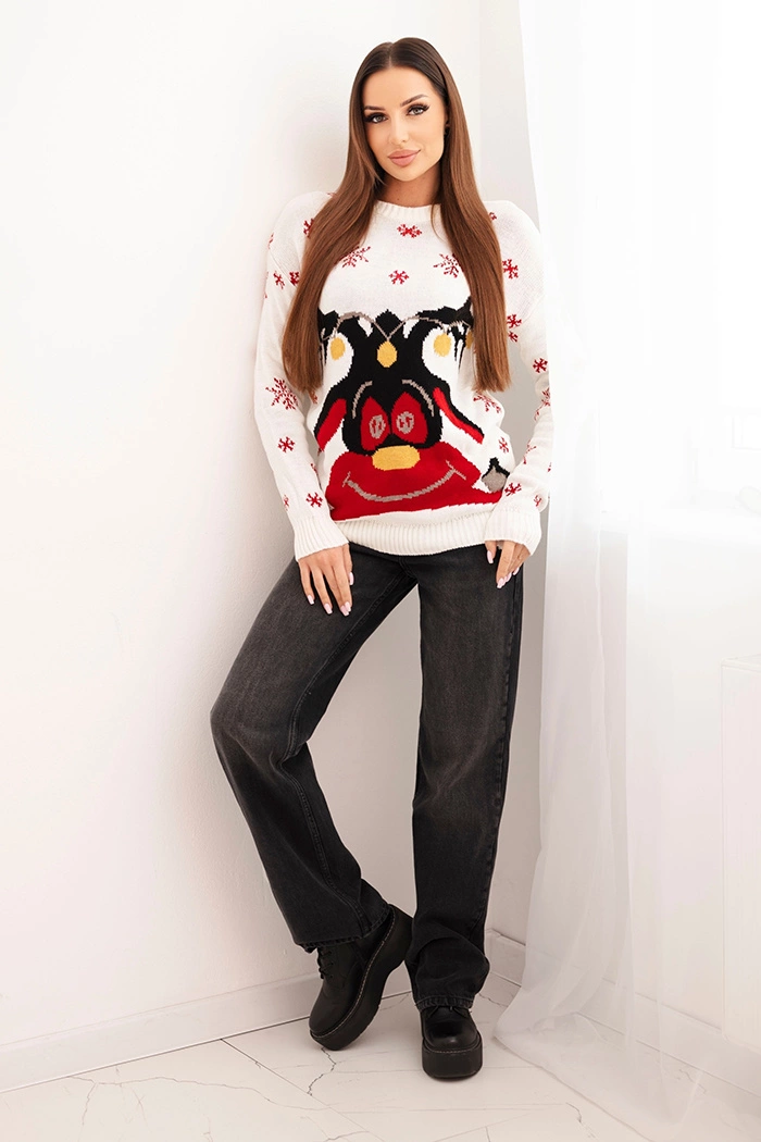 Christmas sweater with reindeer ecru
