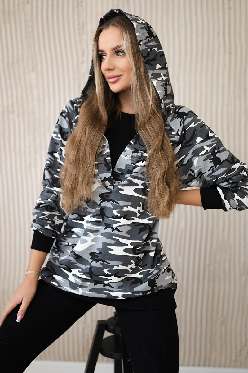3-piece MOOR set of sweatshirt, top and leggings gray + black