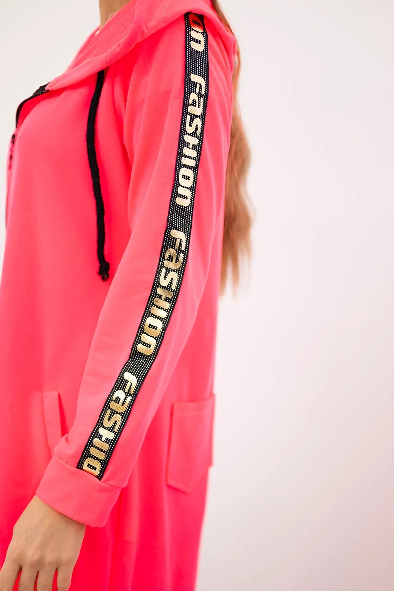 Sweatshirt with back zip pink neon