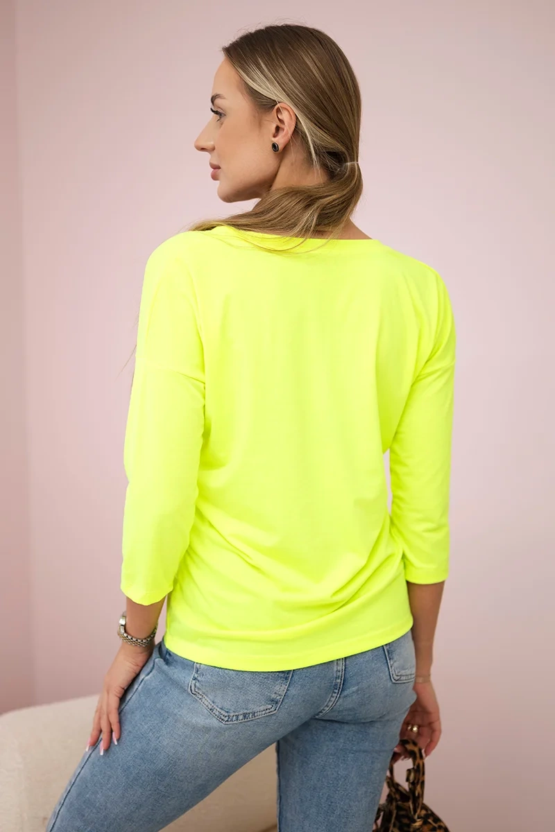 Yellow neon blouse with V-neck
