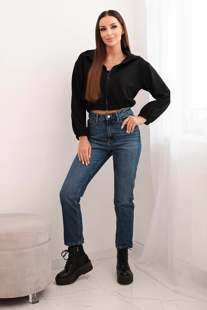 Black suede zip-up hoodie