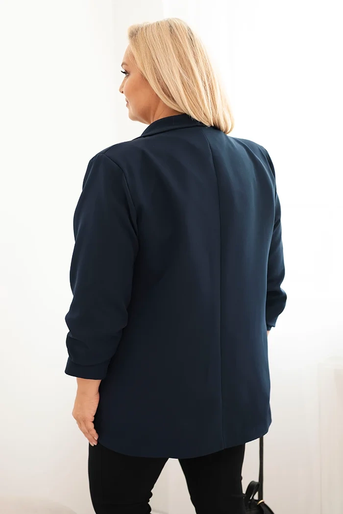 Kesi Włoski Elegant Plus Size women&#039;s blazer navy