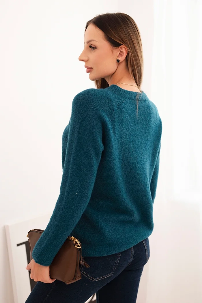 Kesi Włoski Women's sweater made of baby alpaca with long sleeves sea green