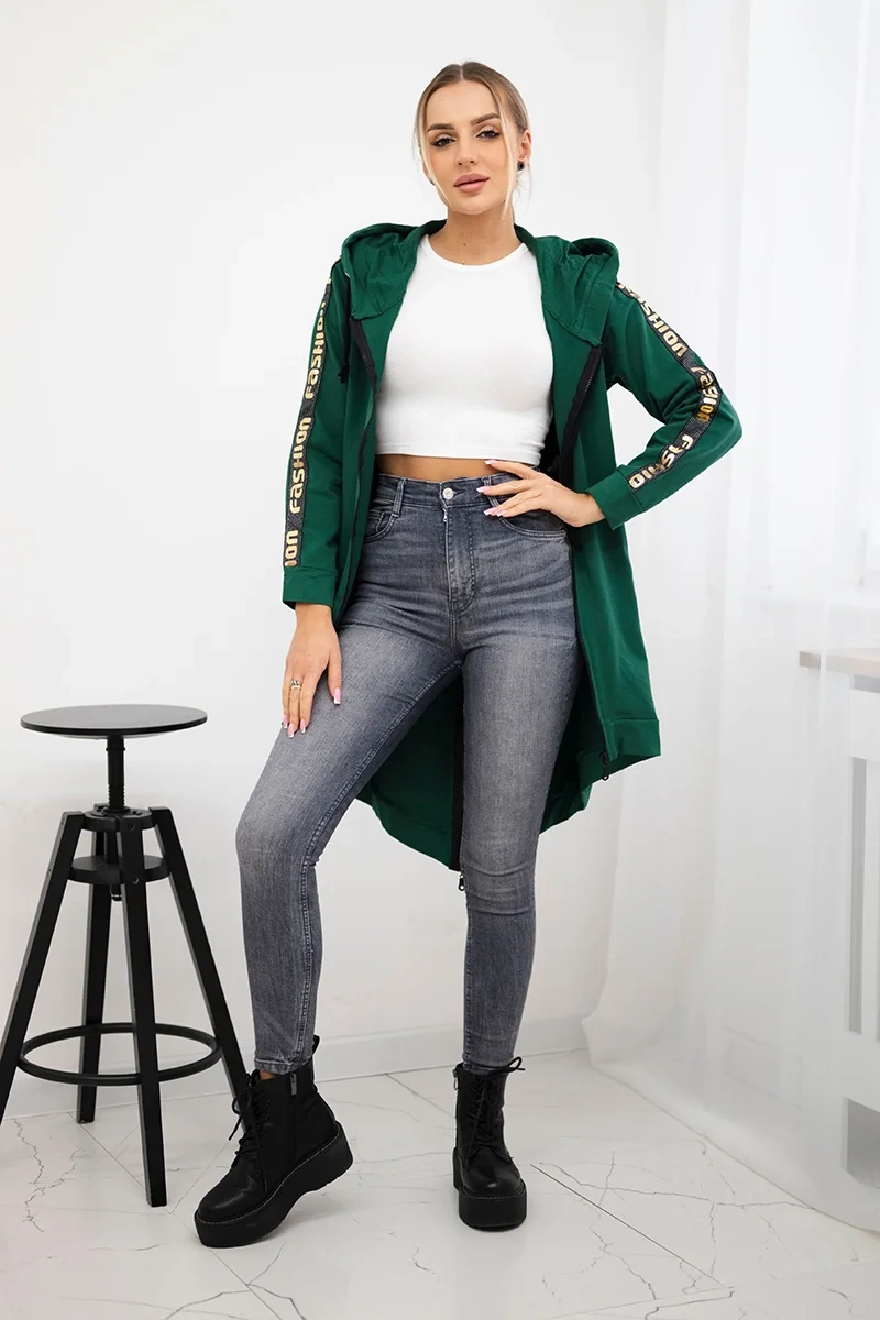 Zip-up sweatshirt at the back green