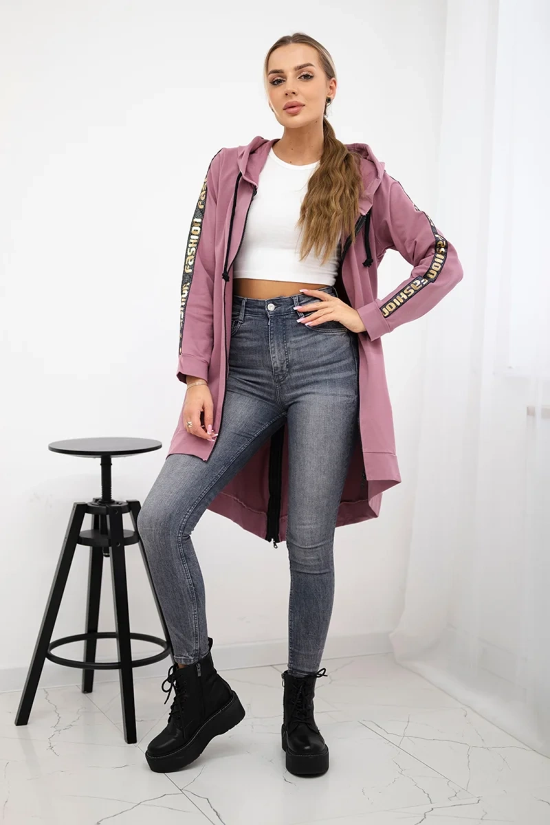 Sweatshirt with back zip dark pink