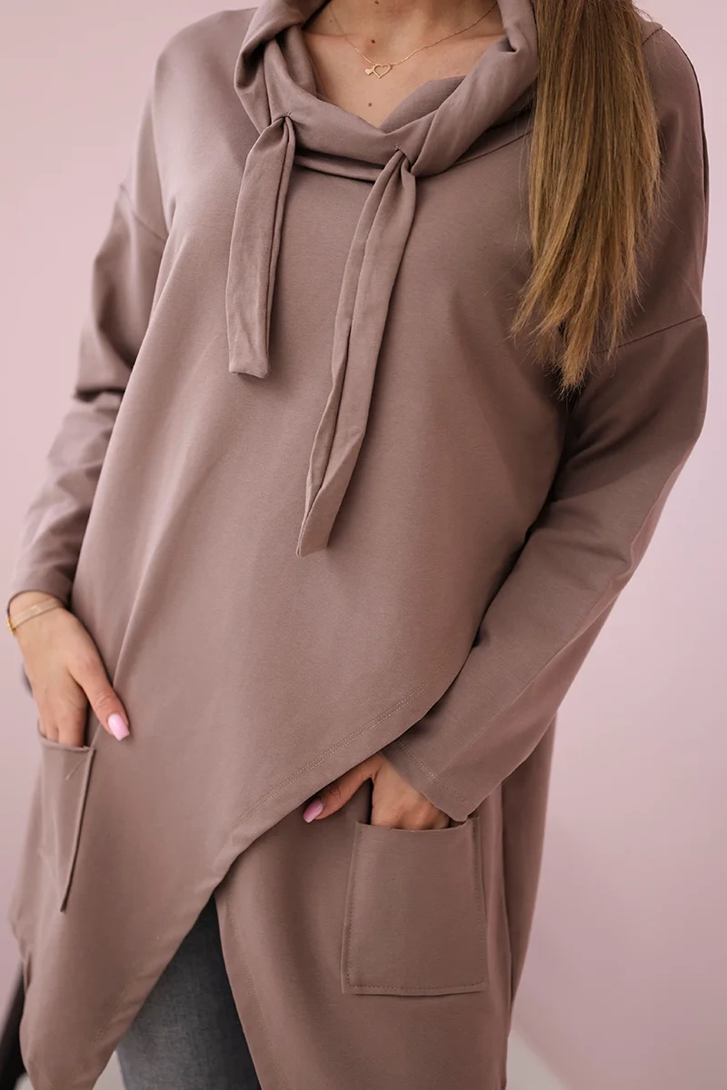Tunic with clutch front Oversize mocca