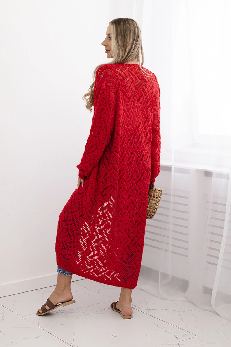 Long cardigan Super KID Mohair red