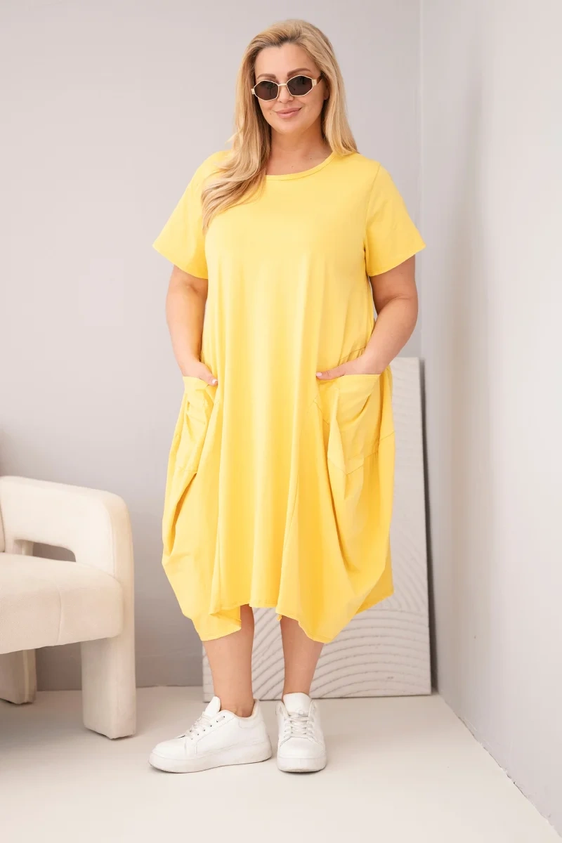 Kesi dámske plus size šaty so stálymi vreckami