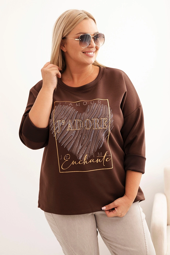 Kesi Włoski Women&#039;s Plus Size washed hoodie with a print graphite