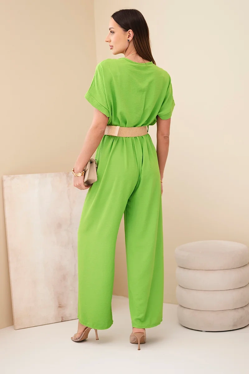 Jumpsuit with a decorative belt at the Pistachio waistband