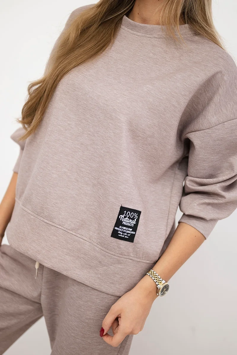 Kesi Włoski Viscose set sweatshirt + pants beige melange