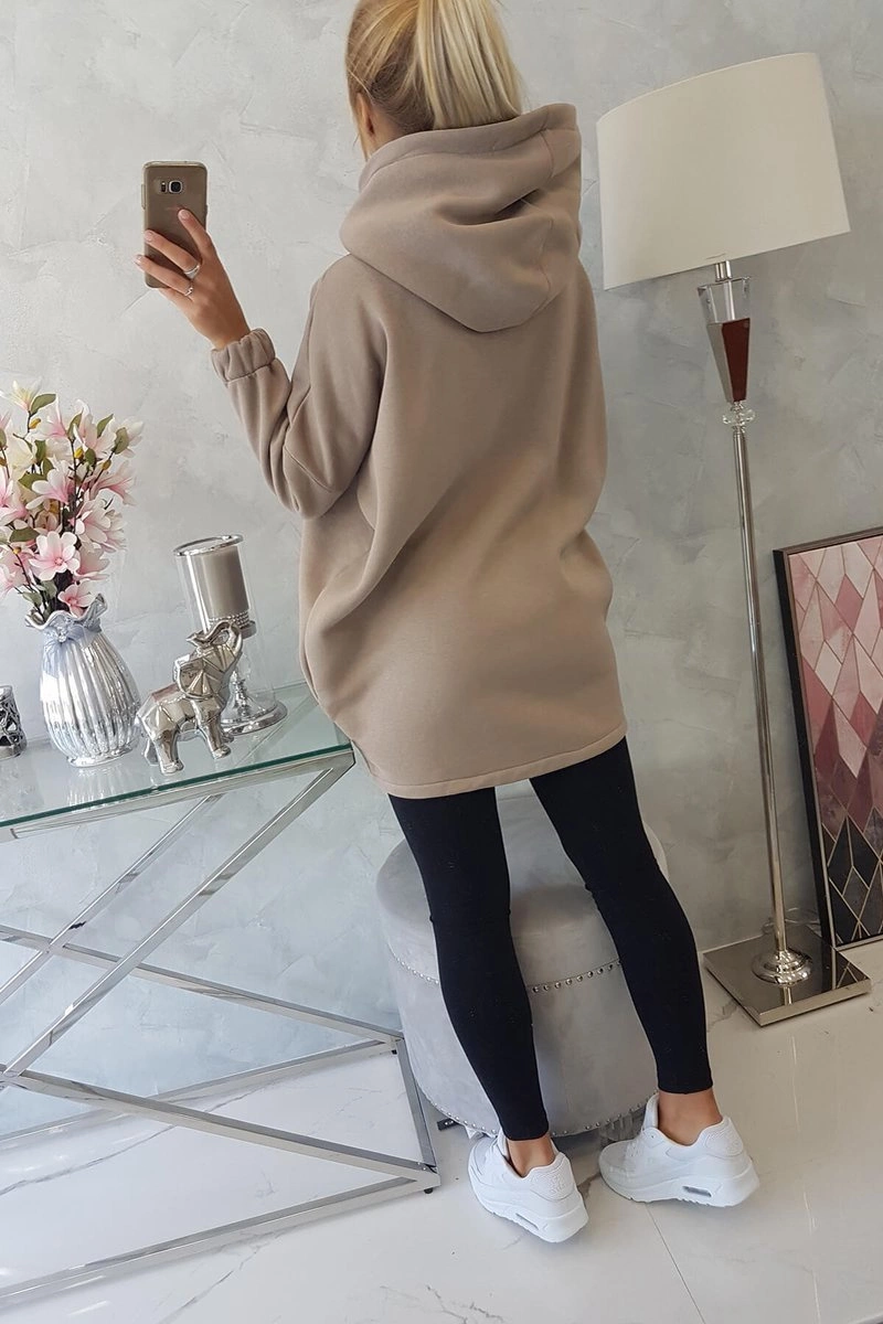 Kesi Sweatshirt with short zipper dark beige