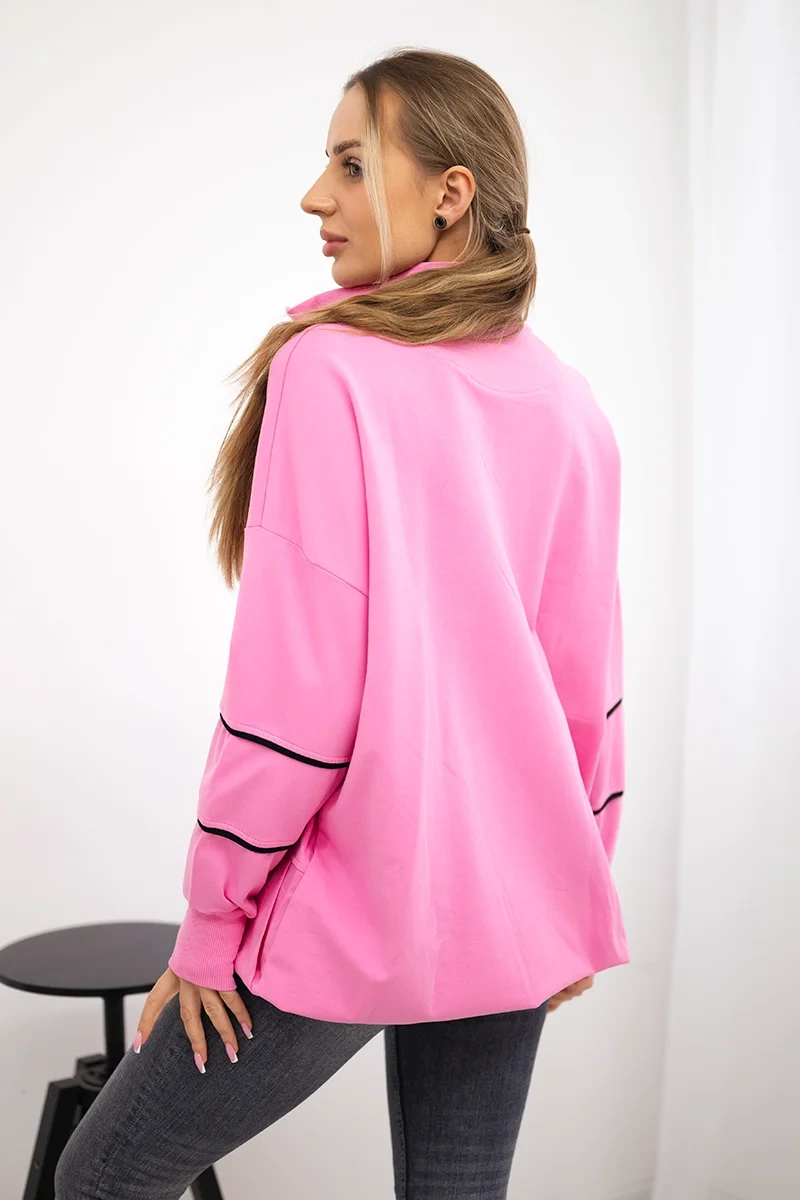 Sweatshirt with zip and pockets light pink