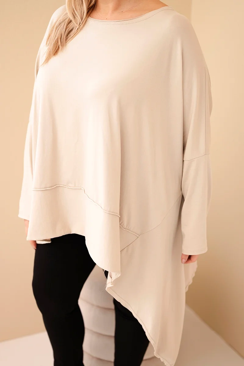 Kesi Dámska tunika Plus Size z bavlny s asymetrickým spodkom béžová
