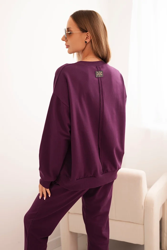 Polski Women&#039;s cotton set with Minimal print plum