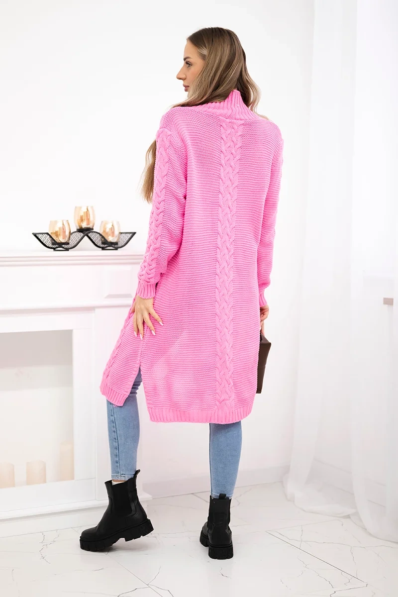 Cardigan sweater braid light pink