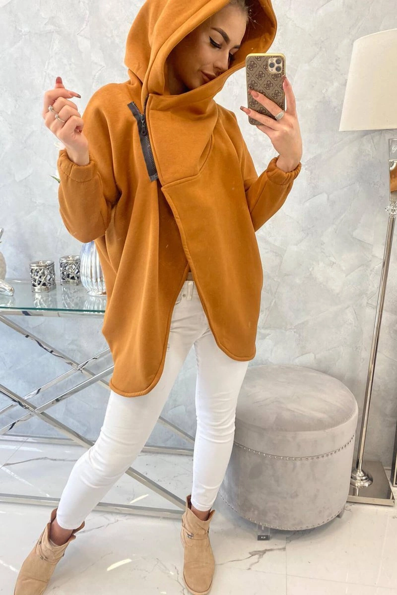 Kesi Sweatshirt with short zipper camel