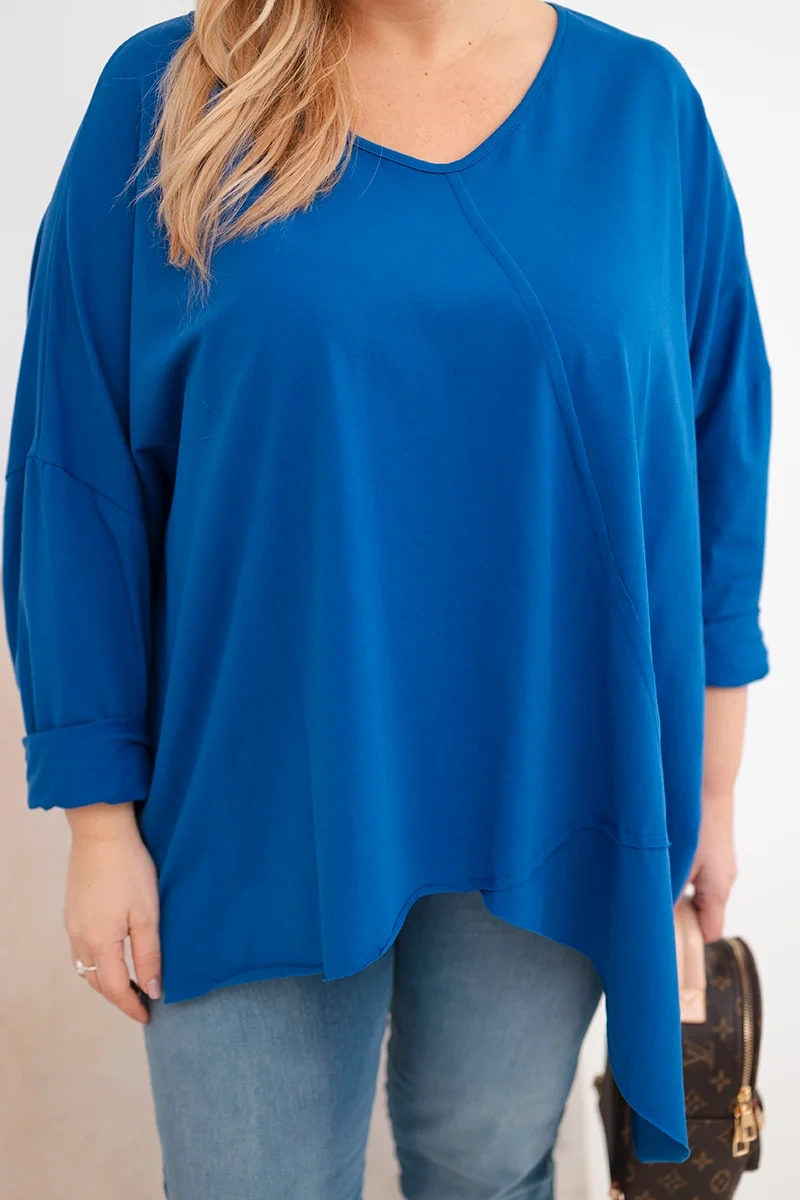 Dámska plus size blúzka s asymetrickým lemom