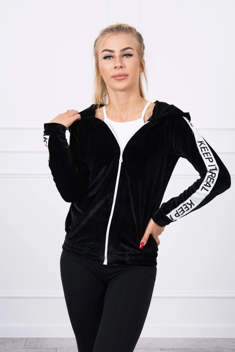 Kesi Velor sweatshirt with a hood black