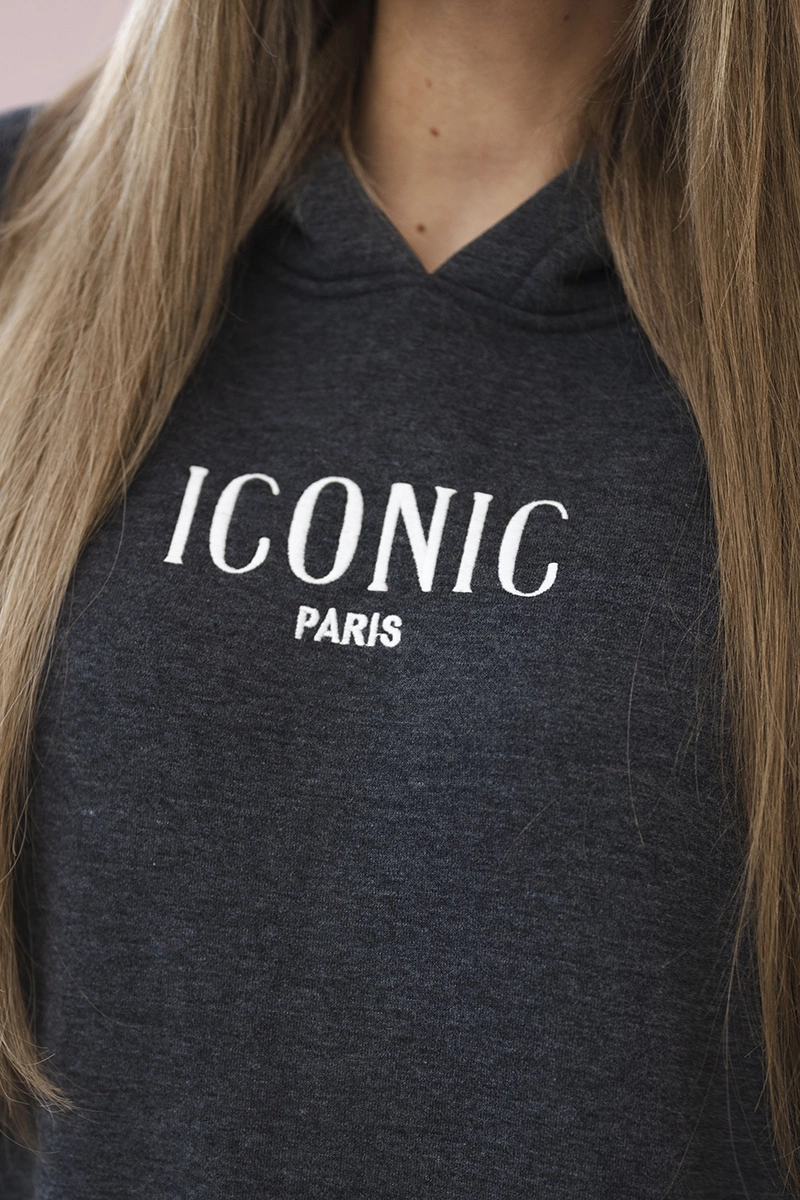 Insulated cotton set, sweatshirt with embroidery + Graphite trousers