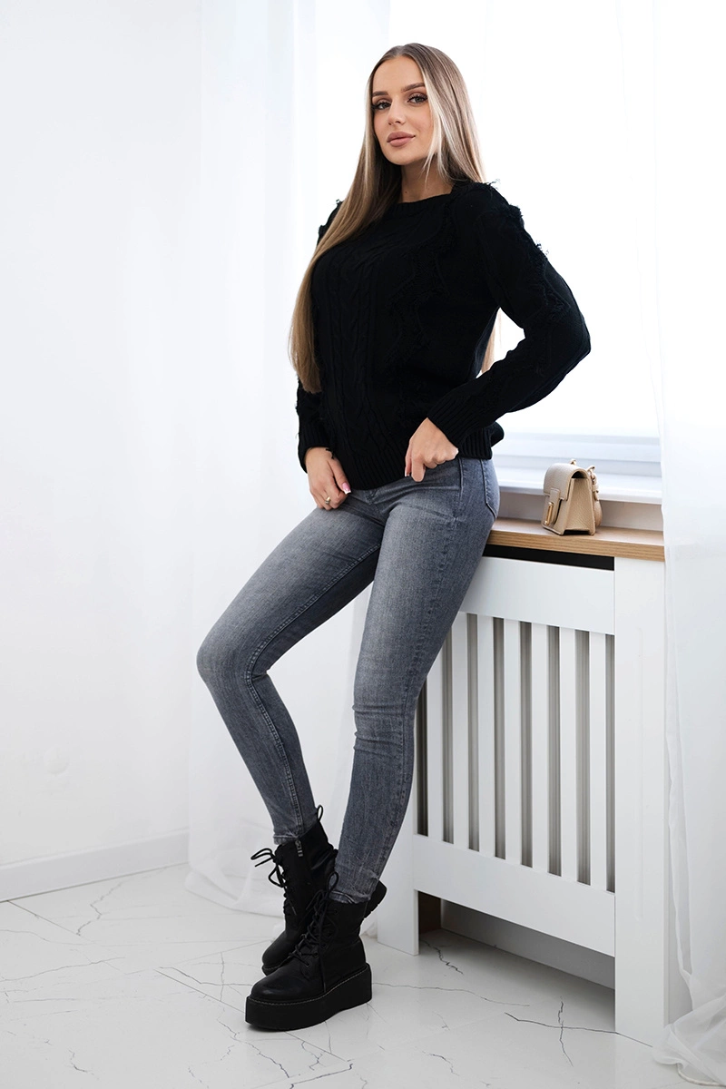 Sweater with cable weave in black