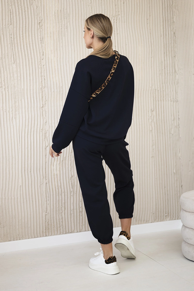 Włoski Viscose set sweatshirt + pants navy blue