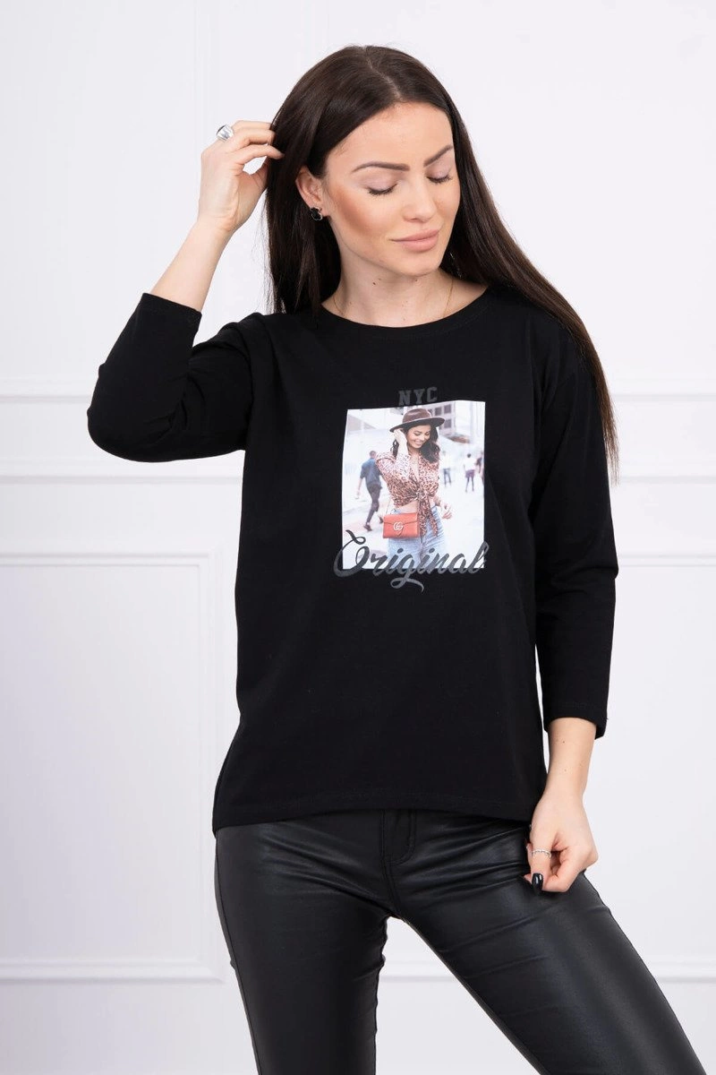 Blouse with Original black print